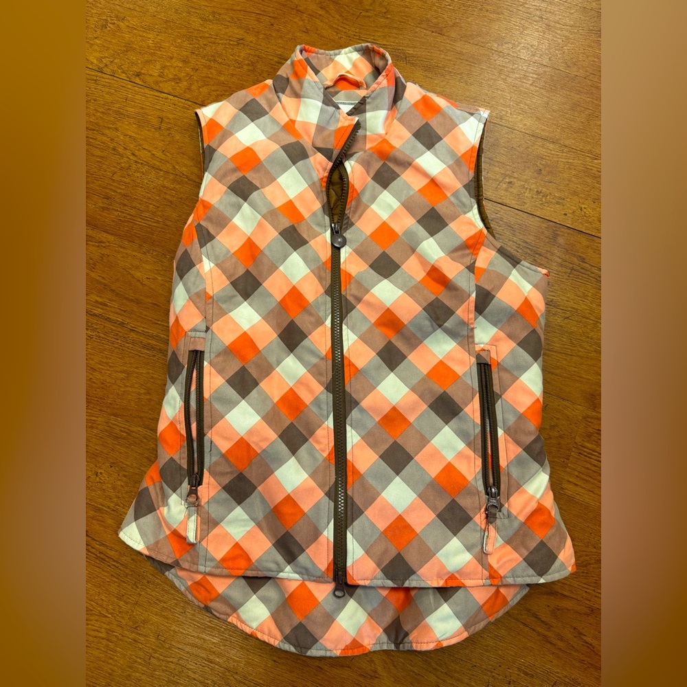 Outback Trading Company puffy checkered pattern sleeveless zip up vest medium